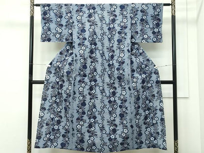 平和屋着物∴夏物　浴衣　枝垂れ花文　綿　逸品　CABG7204rv