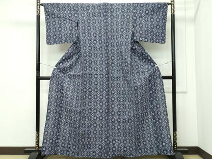 平和屋着物∴夏物　浴衣　菱花文　綿　逸品　CABG7212rv