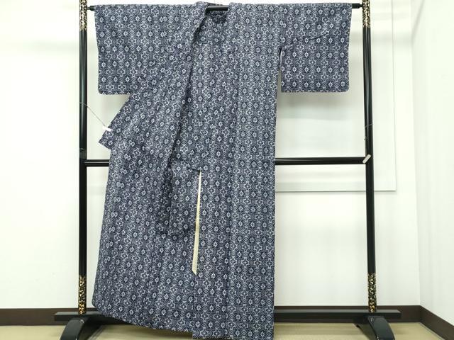 平和屋着物∴夏物　浴衣　菱花文　綿　逸品　CABG7212rv