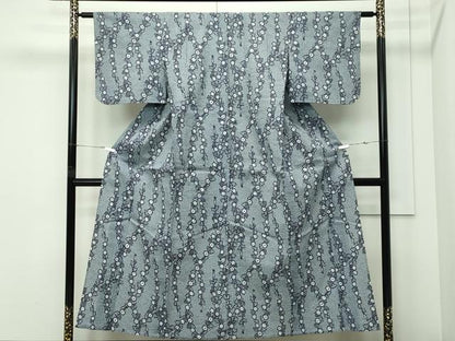 平和屋着物∴夏物　浴衣　草花文　綿　逸品　CABG7214rv