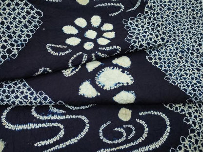 平和屋着物∴夏物　浴衣　有松鳴海絞り　流水草花文　綿　逸品　CABG7215rv