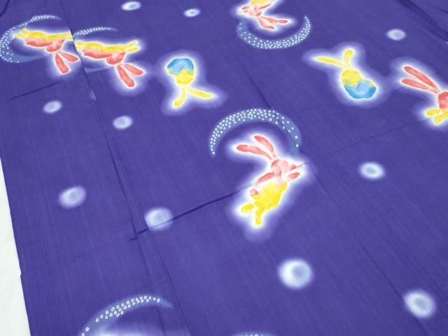 平和屋着物∴夏物　浴衣　月兎　綿　逸品　CABG7217rv