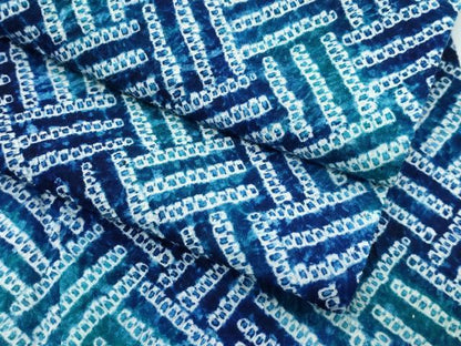 平和屋着物∴夏物　浴衣　有松鳴海絞り　網代文様　綿　逸品　CABG7220rv