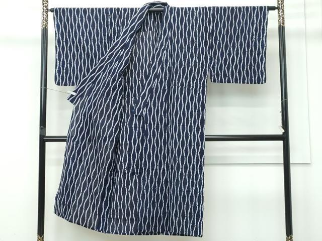 平和屋着物∴夏物　男性　浴衣　有松鳴海絞り　立涌文様　綿　逸品　CABG7221rv