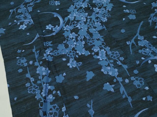 平和屋着物∴夏物　男性　浴衣　夜桜　月　綿　逸品　CABG7229rv