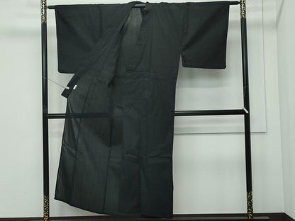 平和屋着物∴夏物　男性　浴衣　色無地　黒　室町物語　綿　逸品　CABG7230rv