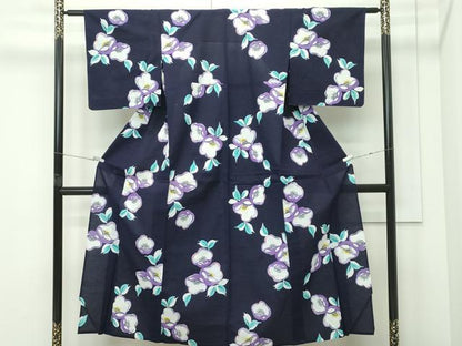 平和屋着物∴夏物　浴衣　草花文　綿　逸品　未使用　CABG7232rv