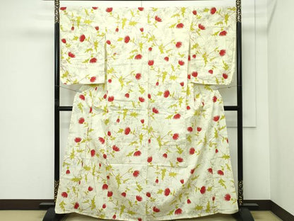 平和屋着物∴夏物　浴衣　草花文　綿　逸品　CABG7233rv