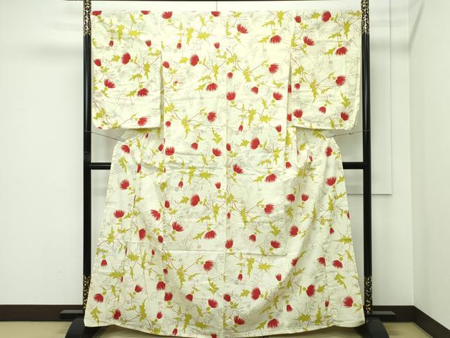 平和屋着物∴夏物　浴衣　草花文　綿　逸品　CABG7233rv