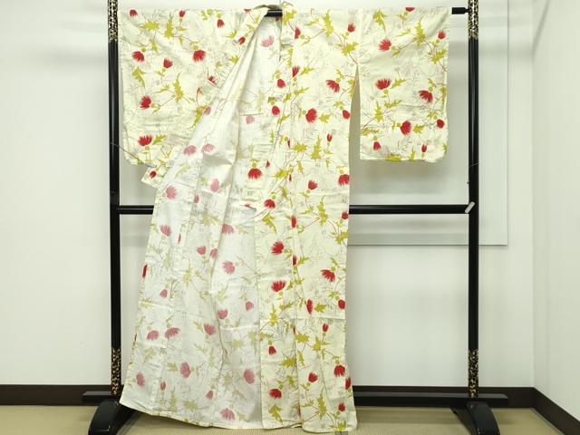 平和屋着物∴夏物　浴衣　草花文　綿　逸品　CABG7233rv