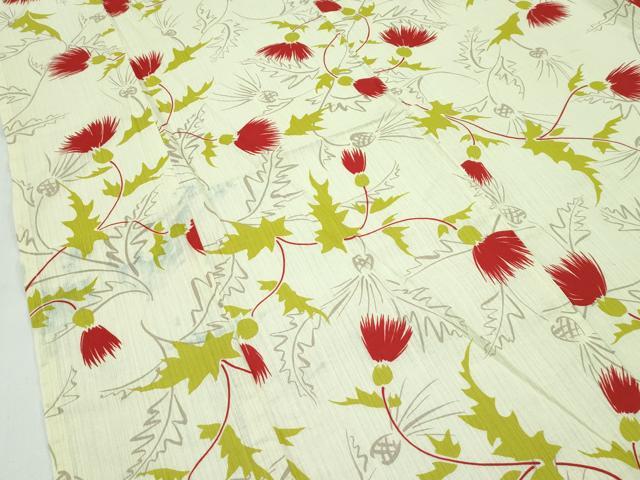 平和屋着物∴夏物　浴衣　草花文　綿　逸品　CABG7233rv