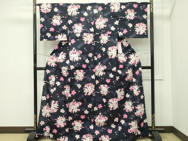 平和屋着物∴夏物　浴衣　草花文　綿　逸品　未使用　CABG7235rv