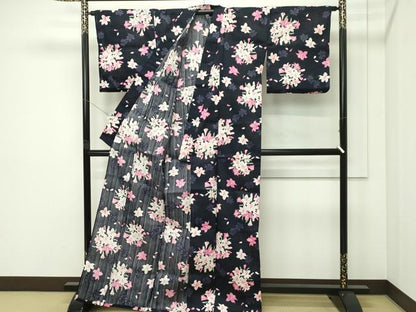 平和屋着物∴夏物　浴衣　草花文　綿　逸品　未使用　CABG7235rv