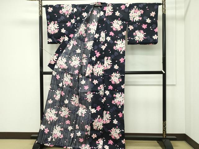 平和屋着物∴夏物　浴衣　草花文　綿　逸品　未使用　CABG7235rv