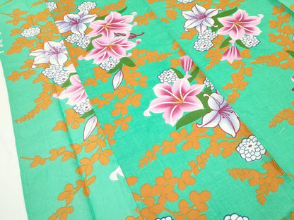 平和屋着物∴夏物　浴衣　草花文　綿　逸品　未使用　CABG7236rv