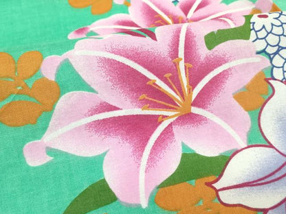 平和屋着物∴夏物　浴衣　草花文　綿　逸品　未使用　CABG7236rv