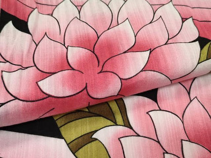 平和屋着物∴夏物　男性　浴衣　流水草花文　黒地　綿　逸品　CABG7237rv