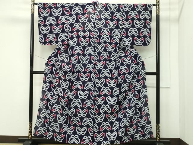 平和屋着物∴夏物　浴衣　有松鳴海絞り　舞蝶文　綿　逸品　未使用　CABG7238rv