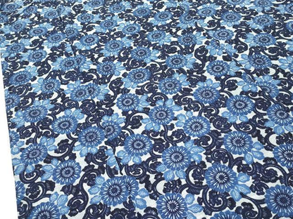 平和屋着物∴夏物　浴衣　藍　型染め　菊唐草文　綿　逸品　CABG7240rv