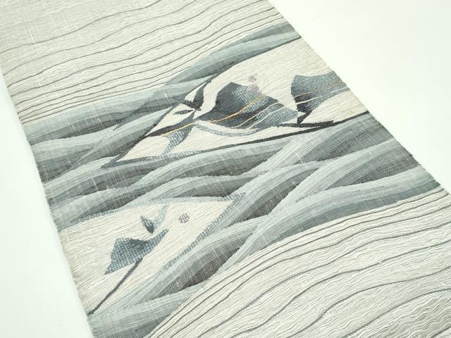 平和屋着物▽太鼓柄袋帯　スリーシーズン　春夏秋　すくい織　枝花文　正絹　逸品　CABG7243rv