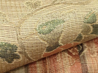 平和屋着物▽六通柄袋帯　スリーシーズン　春夏秋　更紗唐草文　花喰い鳥　金糸　正絹　逸品　CABG7245rv