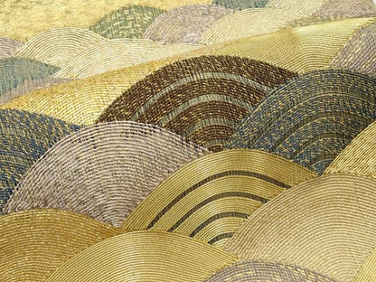 平和屋着物▽太鼓柄袋帯　スリーシーズン　春夏秋　青海波　金銀糸　正絹　逸品　CABG7249rv