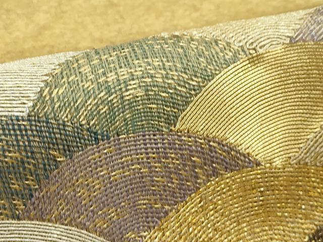 平和屋着物▽太鼓柄袋帯　スリーシーズン　春夏秋　青海波　金銀糸　正絹　逸品　CABG7249rv