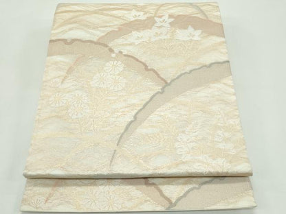 平和屋着物＊夏物 六通柄袋帯 雪芝秋草文 金糸 正絹 逸品 CABG7252rv