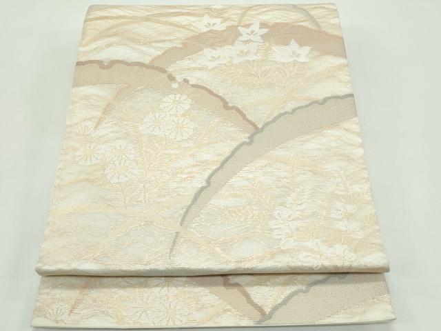 平和屋着物＊夏物 六通柄袋帯 雪芝秋草文 金糸 正絹 逸品 CABG7252rv