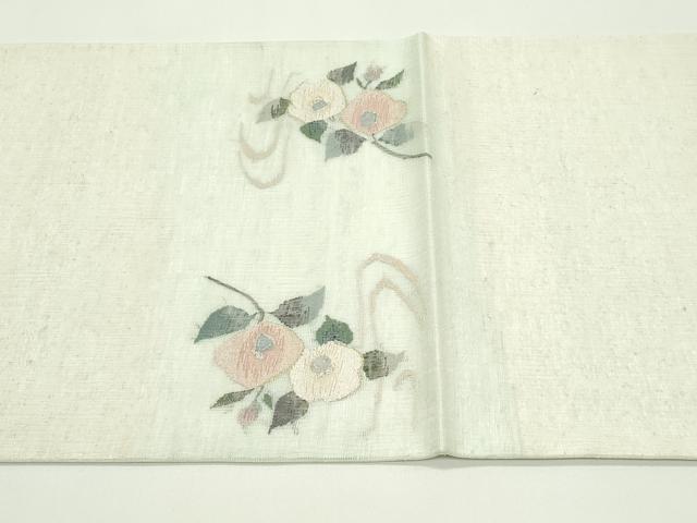 平和屋着物＊夏物 太鼓柄袋帯 すくい織 椿 金銀糸 正絹 逸品 未使用 CABG7254rv