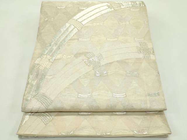 平和屋着物＊夏物 六通柄袋帯 籬文様 銀糸 正絹 逸品 CABG7262rv
