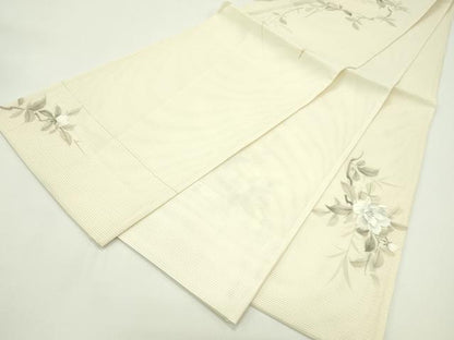 平和屋着物＊夏物 太鼓柄袋帯 作家物 手描き 刺繍 笹竹枝花文 銀糸 正絹 逸品 CABG7263rv