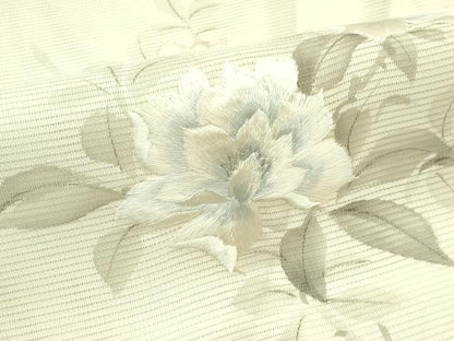 平和屋着物＊夏物 太鼓柄袋帯 作家物 手描き 刺繍 笹竹枝花文 銀糸 正絹 逸品 CABG7263rv