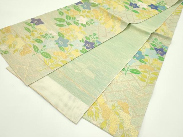 平和屋着物＊夏物 織物一筋名門 織悦 全通柄 本袋帯 女郎花 桔梗 金糸 正絹 逸品 未使用 CABG7264rv