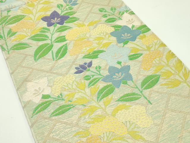 平和屋着物＊夏物 織物一筋名門 織悦 全通柄 本袋帯 女郎花 桔梗 金糸 正絹 逸品 未使用 CABG7264rv