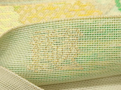 平和屋着物＊夏物 織物一筋名門 織悦 全通柄 本袋帯 女郎花 桔梗 金糸 正絹 逸品 未使用 CABG7264rv