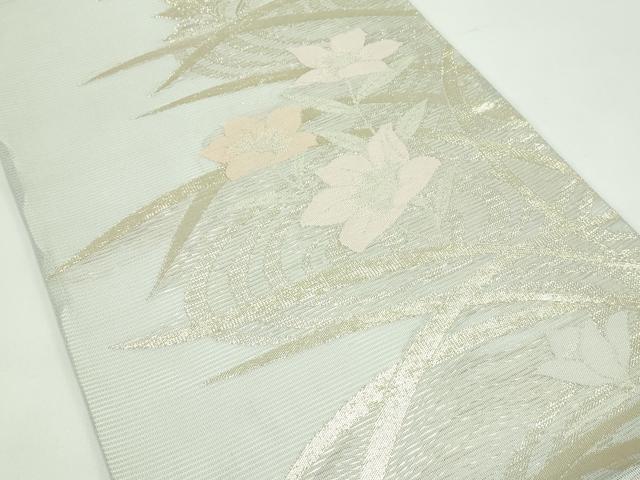 平和屋着物＊夏物 六通柄袋帯 流水草花文 金糸 正絹 逸品 CABG7265rv