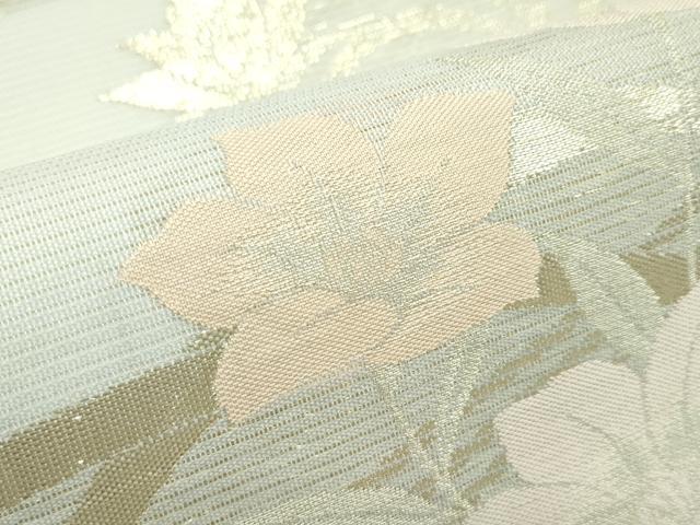 平和屋着物＊夏物 六通柄袋帯 流水草花文 金糸 正絹 逸品 CABG7265rv