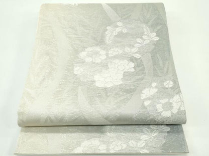 平和屋着物＊夏物 六通柄袋帯 雪輪草花文 銀糸 正絹 逸品 未使用 CABG7266rv