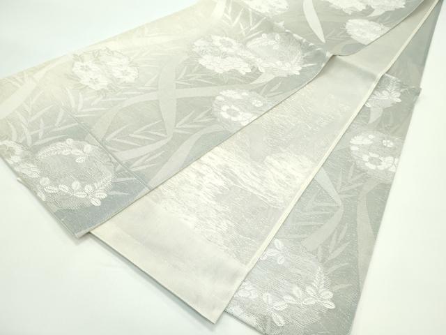 平和屋着物＊夏物 六通柄袋帯 雪輪草花文 銀糸 正絹 逸品 未使用 CABG7266rv