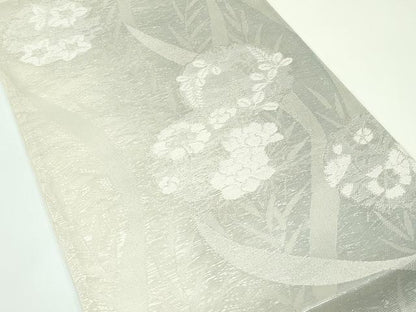 平和屋着物＊夏物 六通柄袋帯 雪輪草花文 銀糸 正絹 逸品 未使用 CABG7266rv