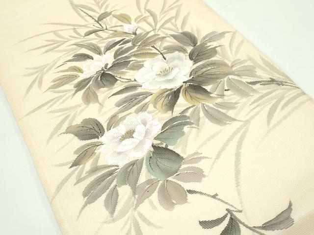 平和屋着物＊夏物 太鼓柄袋帯 作家物 手描き 刺繍 枝花文 銀彩 正絹 逸品 CABG7270rv