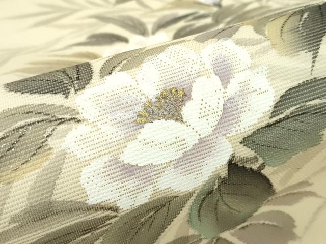 平和屋着物＊夏物 太鼓柄袋帯 作家物 手描き 刺繍 枝花文 銀彩 正絹 逸品 CABG7270rv