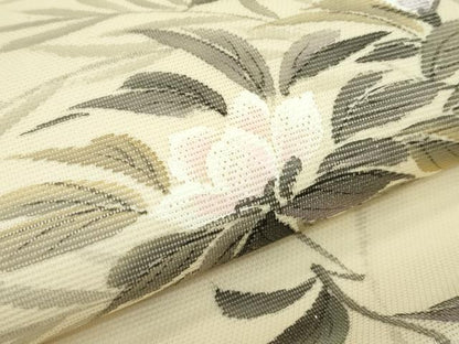 平和屋着物＊夏物 太鼓柄袋帯 作家物 手描き 刺繍 枝花文 銀彩 正絹 逸品 CABG7270rv