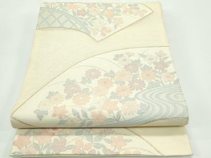 平和屋着物＊夏物 六通柄袋帯 地紙秋草文 金糸 正絹 逸品 CABG7273rv