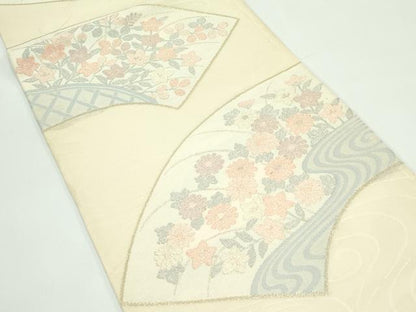 平和屋着物＊夏物 六通柄袋帯 地紙秋草文 金糸 正絹 逸品 CABG7273rv