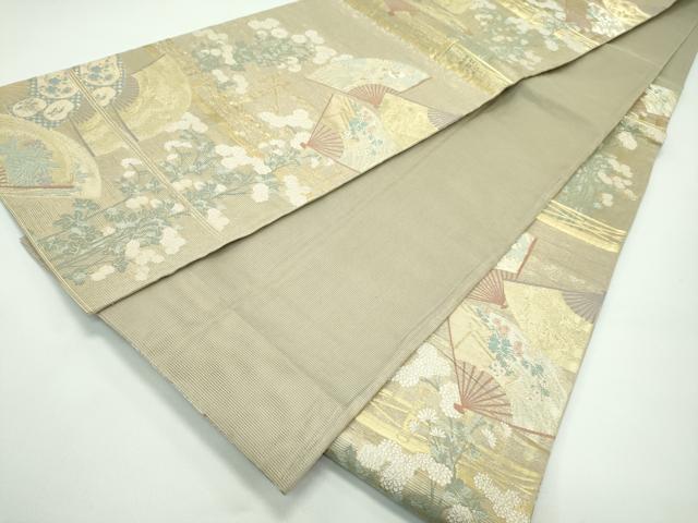 平和屋着物＊夏物 六通柄袋帯 秋草に扇散し 正絹 逸品 CABG7276rv