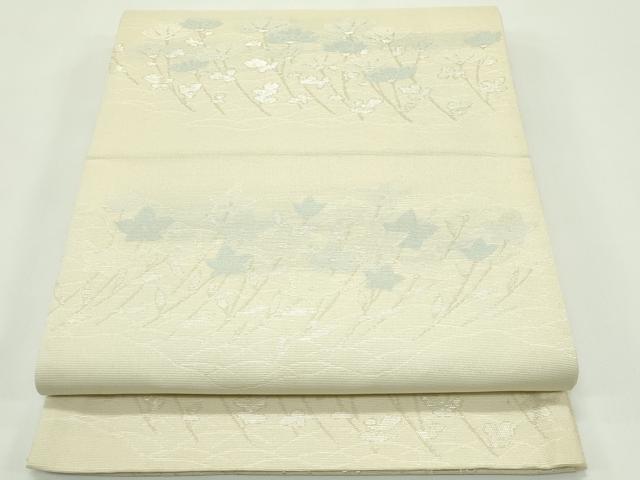 平和屋着物＊夏物 六通柄袋帯 菊 桔梗 銀糸 正絹 逸品 CABG7281rv