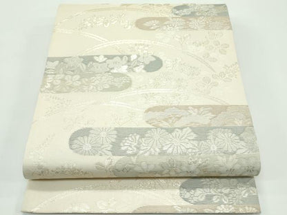 平和屋着物＊夏物 六通柄袋帯 秋草霞文 金糸 正絹 逸品 未使用 CABG7286rv