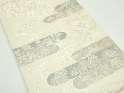 平和屋着物＊夏物 六通柄袋帯 秋草霞文 金糸 正絹 逸品 未使用 CABG7286rv